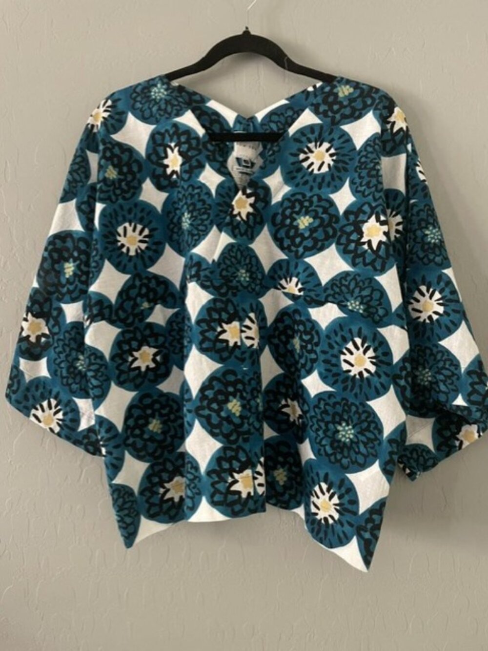 SOU SOU Kyoto Kantoui V Neck Kimono Top Japan Kyo Kata Yuzen Blue S